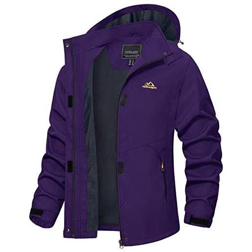 TACVASEN donna outdoor jacket giacca impermeabile trekking leggera funzionale traspirante softshell con cappuccio, grigio, m