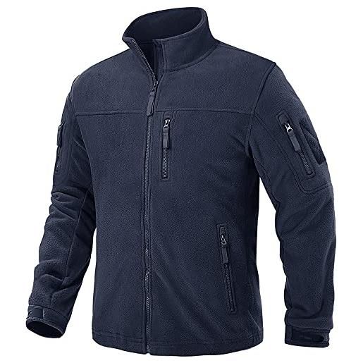TACVASEN giacca invernale da uomo giacche tattiche full-zip jacket in pile con tasche con cerniera, beige, xxl