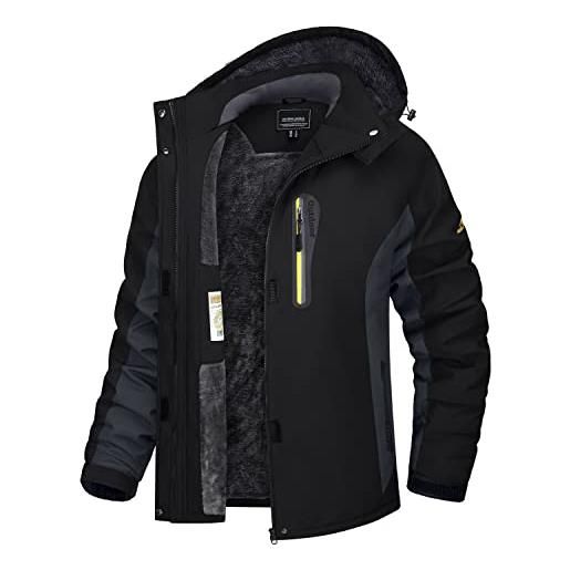 TACVASEN donna giacca di transizione calda jacket winter foderata trekking sci con cerniera impermeabile, grigio nero