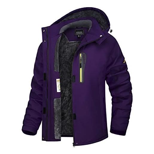 TACVASEN donna giacca di transizione calda jacket winter foderata trekking sci con cerniera impermeabile, viola scuro