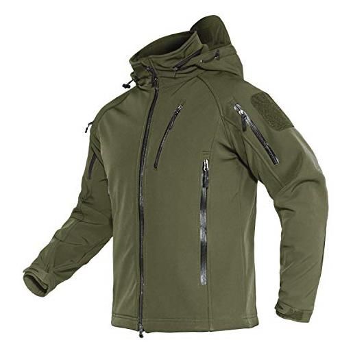 TACVASEN uomo giacca softshell resistente all'acqua e al vento invernale da esterno con tasche multiple, khaki, s
