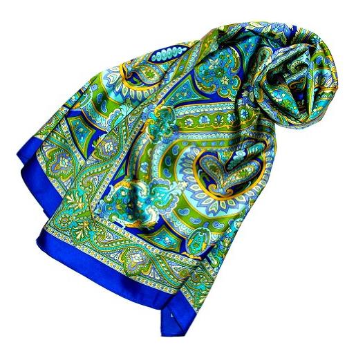 Lorenzo cana sciarpa in seta con stampa paisley, 100% seta, 50 x 170 cm, colori armoniosi, 89075