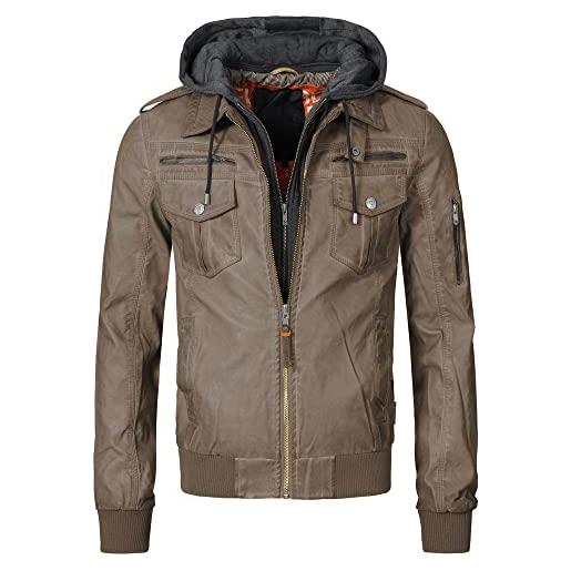 Indicode uomini aaron jacket | giacca in ecopelle con cappuccio removibile brown m