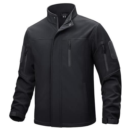 TACVASEN giacca militare da uomo in pile impermeabile giacca invernale softshell giacca da lavoro con tasche con zip, nero , xxxl