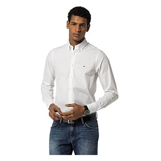 Tommy Hilfiger core stretch slim poplin shirt, camicia, uomo, xxl, bianco (bright white)