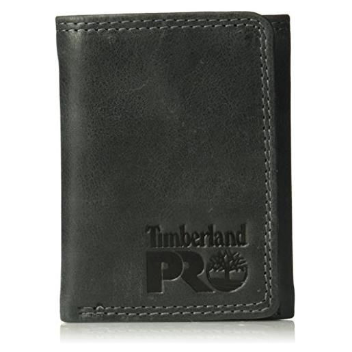 Timberland PRO men's leather rfid trifold wallet with id window, wheat/pullman, one size