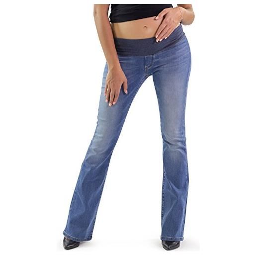 MAMAJEANS catania - jeans premaman con panciera bassa a zampa di elefante, abbigliamento per la gravidanza - made in italy (44 - m, chiaro)