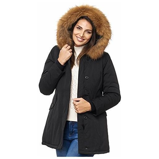 Elara parka invernale da donna giacca cappotto chunkyrayan nero ef1601-schwarz-34 (xs)