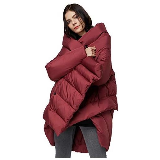OROLAY donna piumino invernale caldo cappotto elegante medio lungo rosso taglia unica