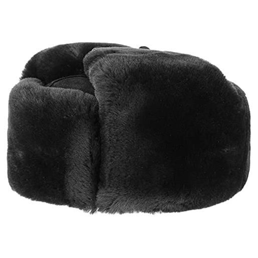 LIERYS berretto di pelliccia in pelle schiwago, nero o marrone (altezza circa 12 cm) - colbacco con fodera trapuntata - cappello russo con pelliccia- taglia s-xxl nero l (58-59 cm)