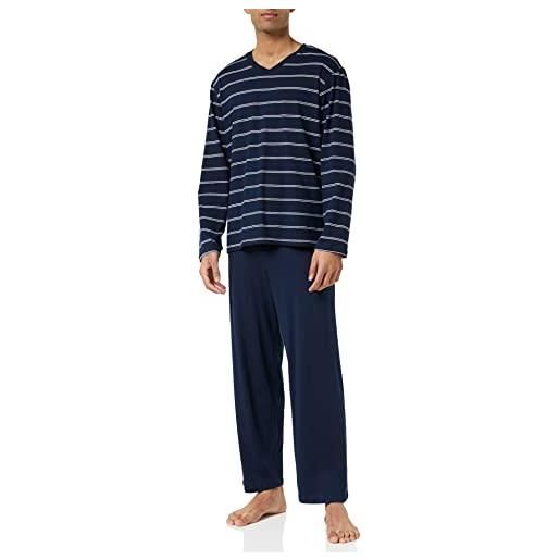 Schiesser schlafanzug lang zweiteiliger set di pigiama, blu (dunkelblau 803), 52 uomo