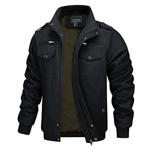 MAGCOMSEN giacca da uomo leggera, invernale, autunnale, in cotone, stile militare, con tasche con cerniera, marina militare, xxxl
