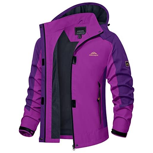 TACVASEN donna giacca trekking giacche all'aperto sportiva traspirante con cappuccio removibile, viola