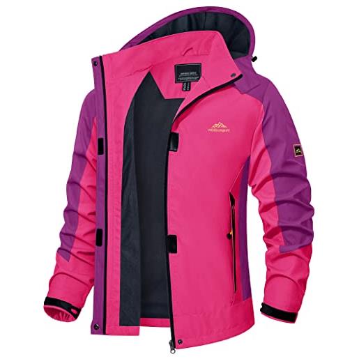 TACVASEN donna giacca primavera autunno giacche all'aperto sportiva calda con cappuccio removibile, rosa