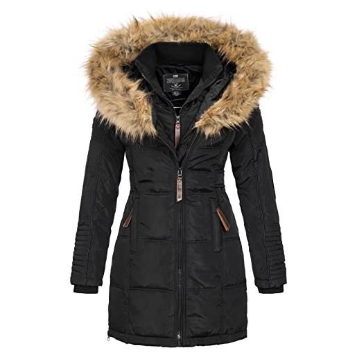 Geographical Norway beautiful lady - parka caldo da donna - cappotto cappuccio di pelliccia finta - giacca a vento invernale - giacca lunga fodera calda - regalo donna (nero xl)