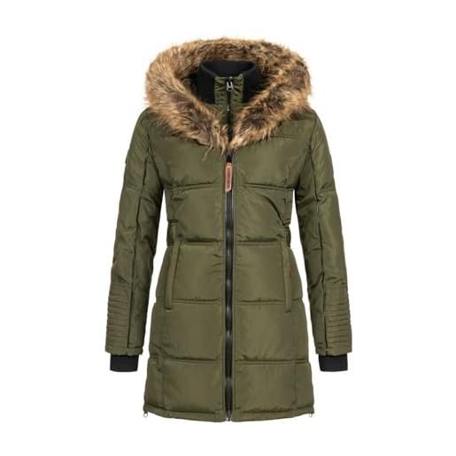 Geographical Norway beautiful lady - donna autunno inverno caldo medio spessore parka - cappotto fine pelliccia cappuccio - giacca antivento lungo - abito ideale donne (beige l-taglia 3)