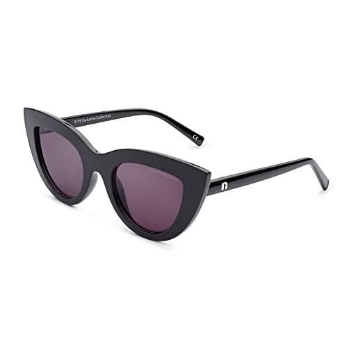 CLANDESTINE - occhiali da sole gatto 7 black violet - lenti a specchio violetta polarizzati e montatura in acetato - occhiali da sole unisex - smart vision technology - più nitidezza e meno riflessi