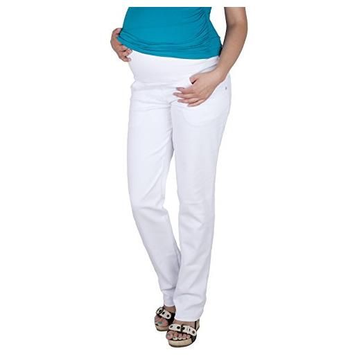 Mija Arts mija - pantaloni comodi jeans alta qualit?Premaman 9036 (it 42, bianca)