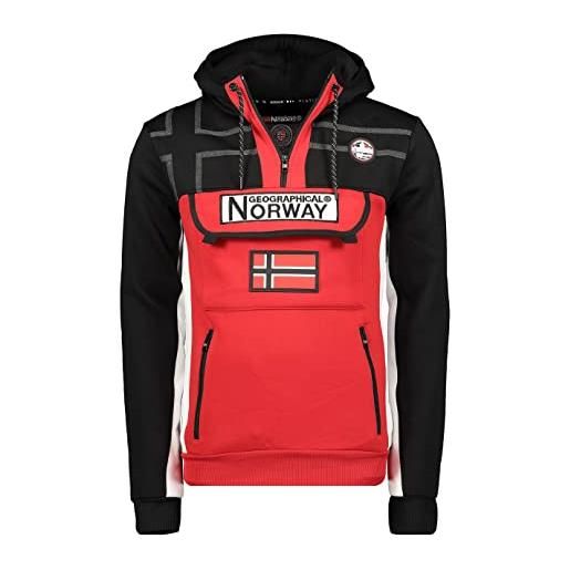 Geographical Norway - felpa con cappuccio a maniche lunghe fitakol, nero / rosso, s