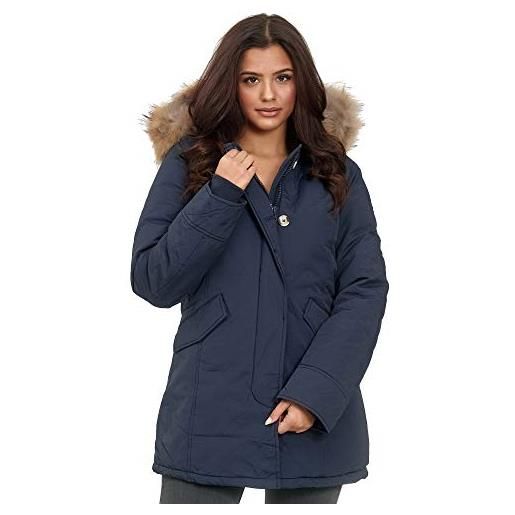 Elara parka invernale da donna giacca cappotto chunkyrayan blu marino xh-227-55 navy 36/s