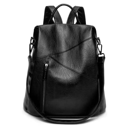 Kiepoar zaino antifurto per donna in pu pelle morbido, zainetto casual con fiocco carino e tracolla rimovibile come borsa a spalla, impermeabile vintage grande moda per lavoro scuola viaggio