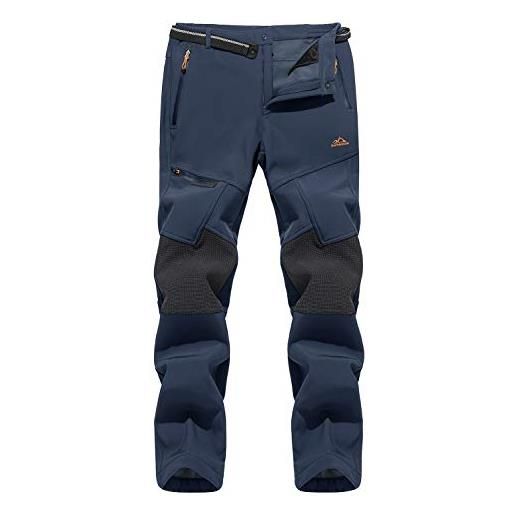 MAGCOMSEN - pantaloni invernali da uomo, resistenti all'acqua, con fodera in pile, per attività all'aperto, escursionismo, sci, con tasche con cerniera marina militare w32
