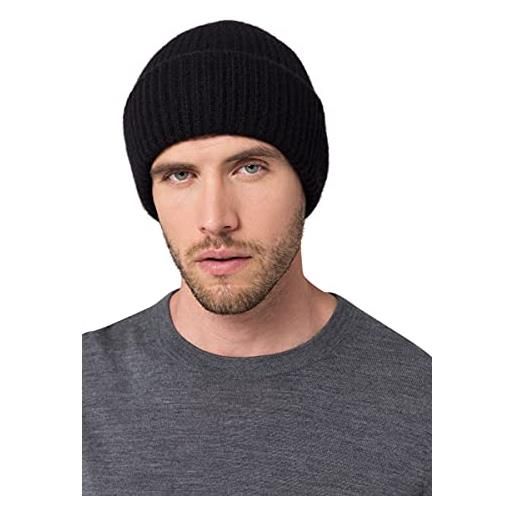 Style & Republic - berretto da uomo in 100% cashmere, elegante, circonferenza 56 cm, nero , 56