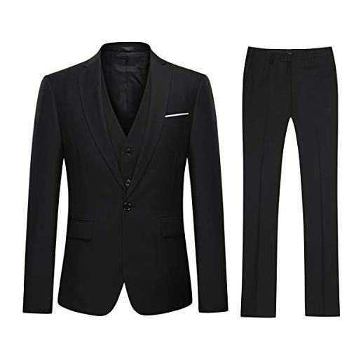 Cloudstyle abito da uomo completo slim fit 3 pezzi smoking giacca moderna per affari di matrimonio blu navy xl