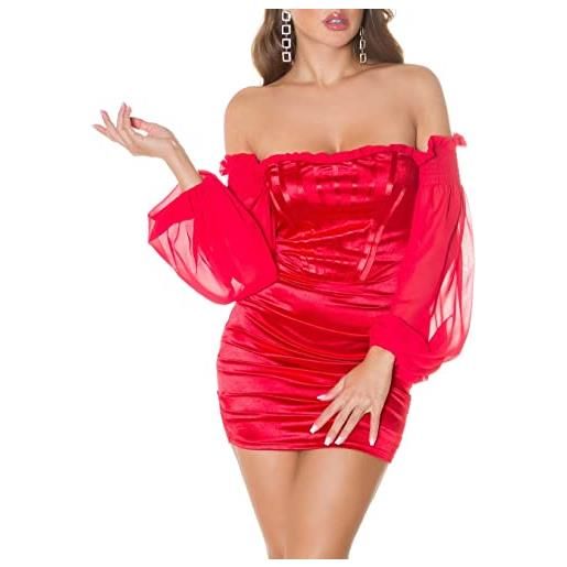 Koucla mini abito sexy in raso, colore: rosso, l