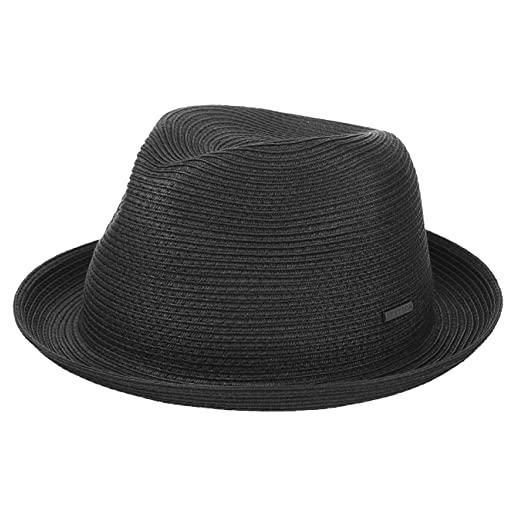 Stetson cappello di paglia dawson black donna/uomo - cappelli da spiaggia sole fedora primavera/estate - m (56-57 cm) nero