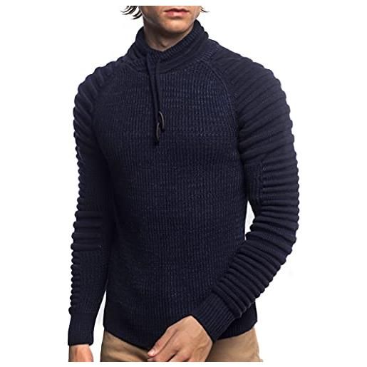 Carisma 7740 - maglione da uomo a maglia con collo sciallato, capo invernale con maniche a coste, blu navy, m
