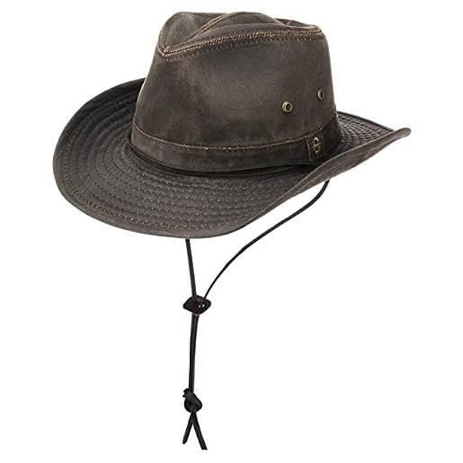 Stetson diaz cappello outdoor uomo - cappello western con sottogola e bordo modellabile - cappello da cowboy con filtro uv 40+ - in tessuto con cotone used look - estate/inverno marrone s (54-55 cm)