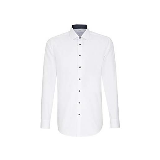 Seidensticker herren business hemd shaped fit camicia formale, bianco (weiß 01), 44 (taglia produttore: 38) uomo