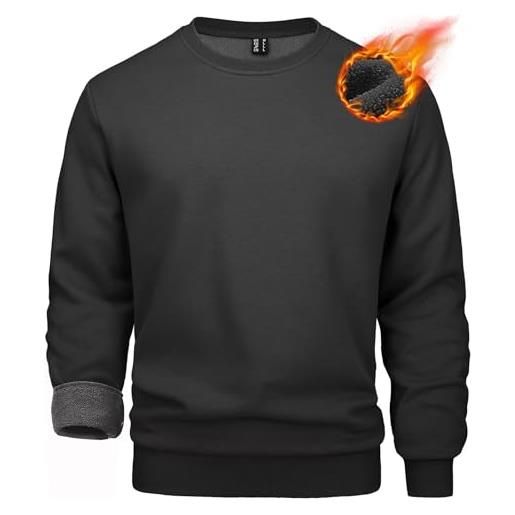 MAGCOMSEN felpa da uomo classica scollo rotondo foderata invernale a maniche lunghe pullover sportivo da corsa