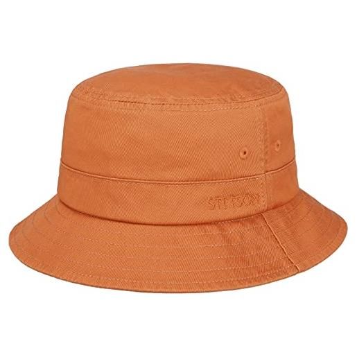 Stetson cappello anti uv cotton twill bucket donna/uomo - da pescatore in cotone primavera/estate - m (56-57 cm) nero