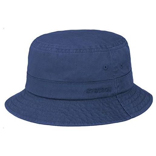 Stetson cappello anti uv cotton twill bucket donna/uomo - da pescatore in cotone primavera/estate - m (56-57 cm) blu scuro