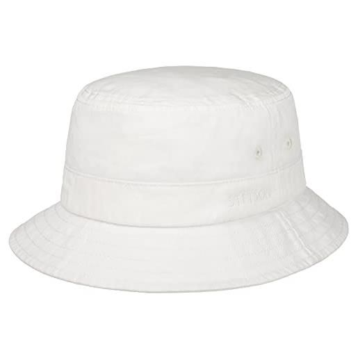 Stetson cappello anti uv cotton twill bucket donna/uomo - da pescatore in cotone primavera/estate - l (58-59 cm) nero