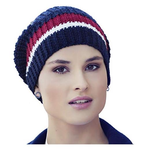 Viva Headwear ebba - v knitted hat, bianco spento, blu e rosso, taglia unica donna