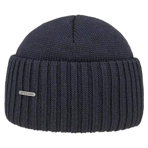 Stetson northport berretto invernale in lana merino - made in italy - cappello da marinaio da donna/uomo - berretto di lana autunno/inverno - nero taglia unica