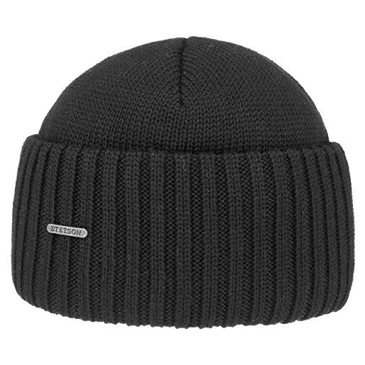 Stetson northport berretto invernale in lana merino - made in italy - cappello da marinaio da donna/uomo - berretto di lana autunno/inverno - nero taglia unica