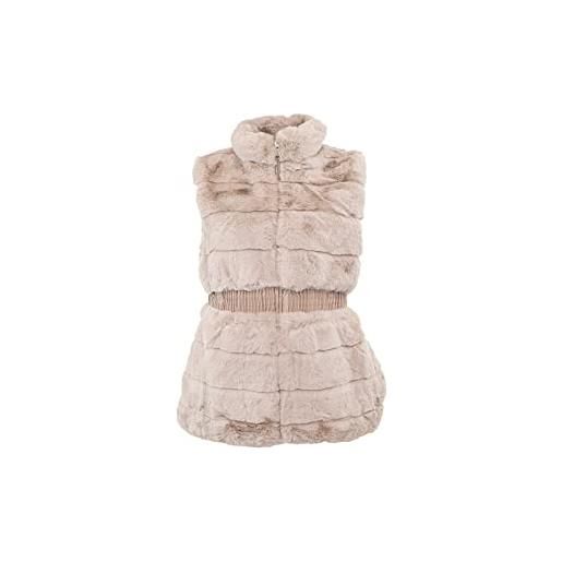 QUEEN HELENA pellicciotto smanicato con zip giacca con pelliccia invernale morbido caldo casual elegante donna plc01 (rosa)