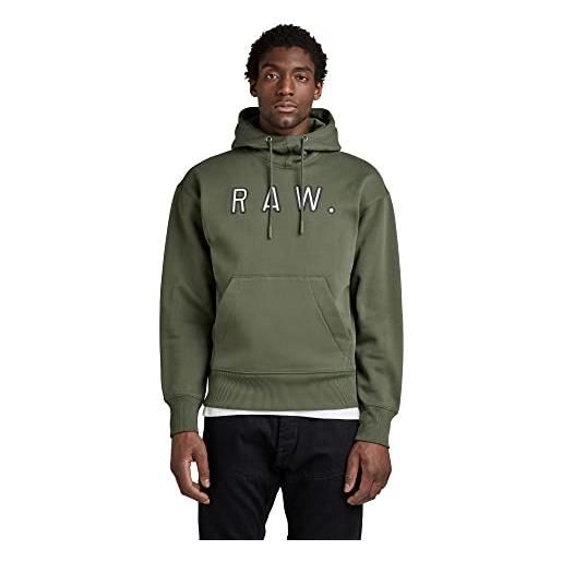 G-STAR RAW vulcanic raw loose hooded sweater felpa con cappuccio, verde scuro (lt hunter d22231-a612-8165), s uomo