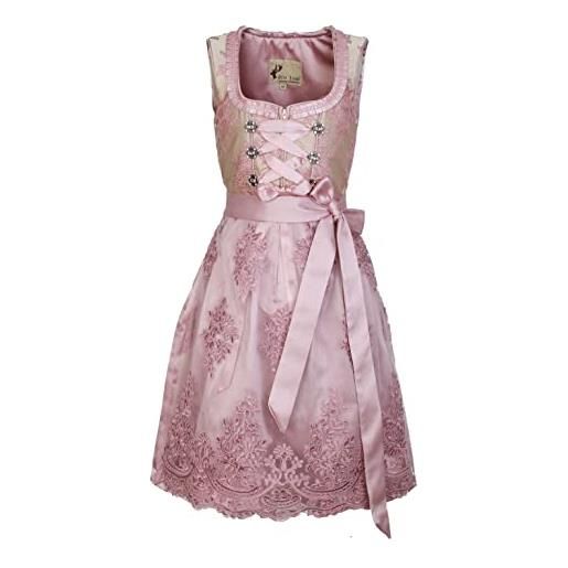 Alte Liebe vestito tradizionale dirndl per bambini con grembiule in pizzo, taglia 104, 116, 128, 140, 152, 164, colore: rosa. , 128 cm