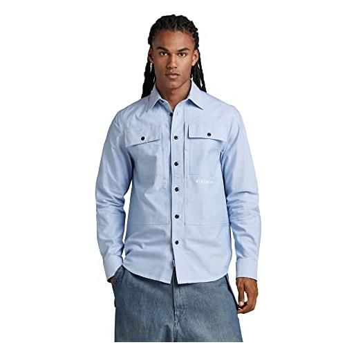 G-STAR RAW men's panel cargo regular shirt, multicolore (deep wave/white oxford d22973-7665-d858), l