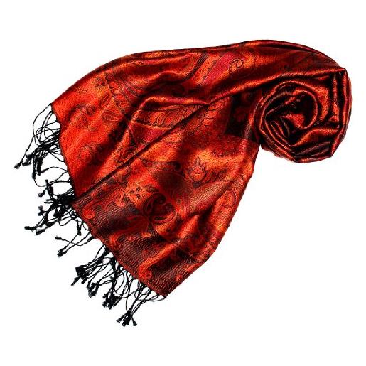 Lorenzo cana - sciarpa in seta con motivo cachemire, 100% seta, 70 x 190 cm, colori armoniosi