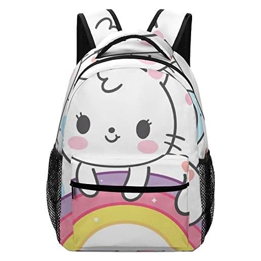 Pt'amour zaino casual donna moda borsa scuola ragazza carina leggero zainetti per bambini asilo elementare gatto unicorno arcobaleno