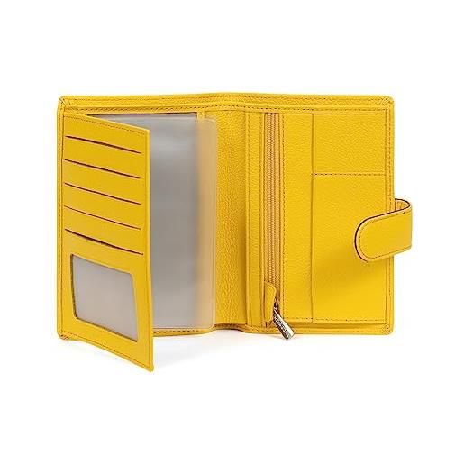 Hexagona - portafoglio europeo in pelle bovina comfort, giallo