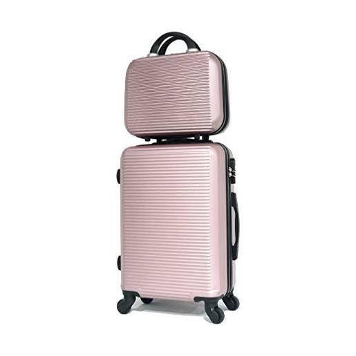 CELIMS abs valigia dimensioni cabina e vanity case, oro rosa (5859), s