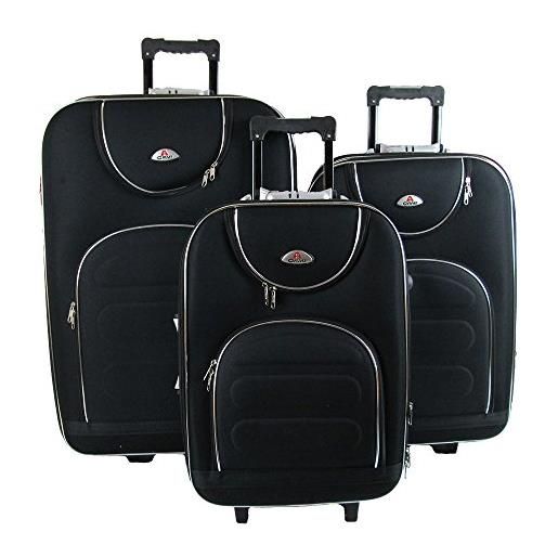 OR&MI set da viaggio 3 pezzi valigie valigia tris trolley nero easy jet raianair. 