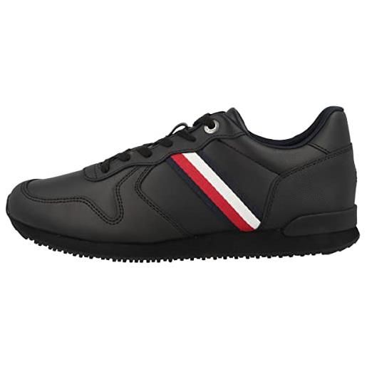 Tommy Hilfiger iconic runner leather fm0fm04281, sneaker da corsa uomo, nero (black), 40 eu